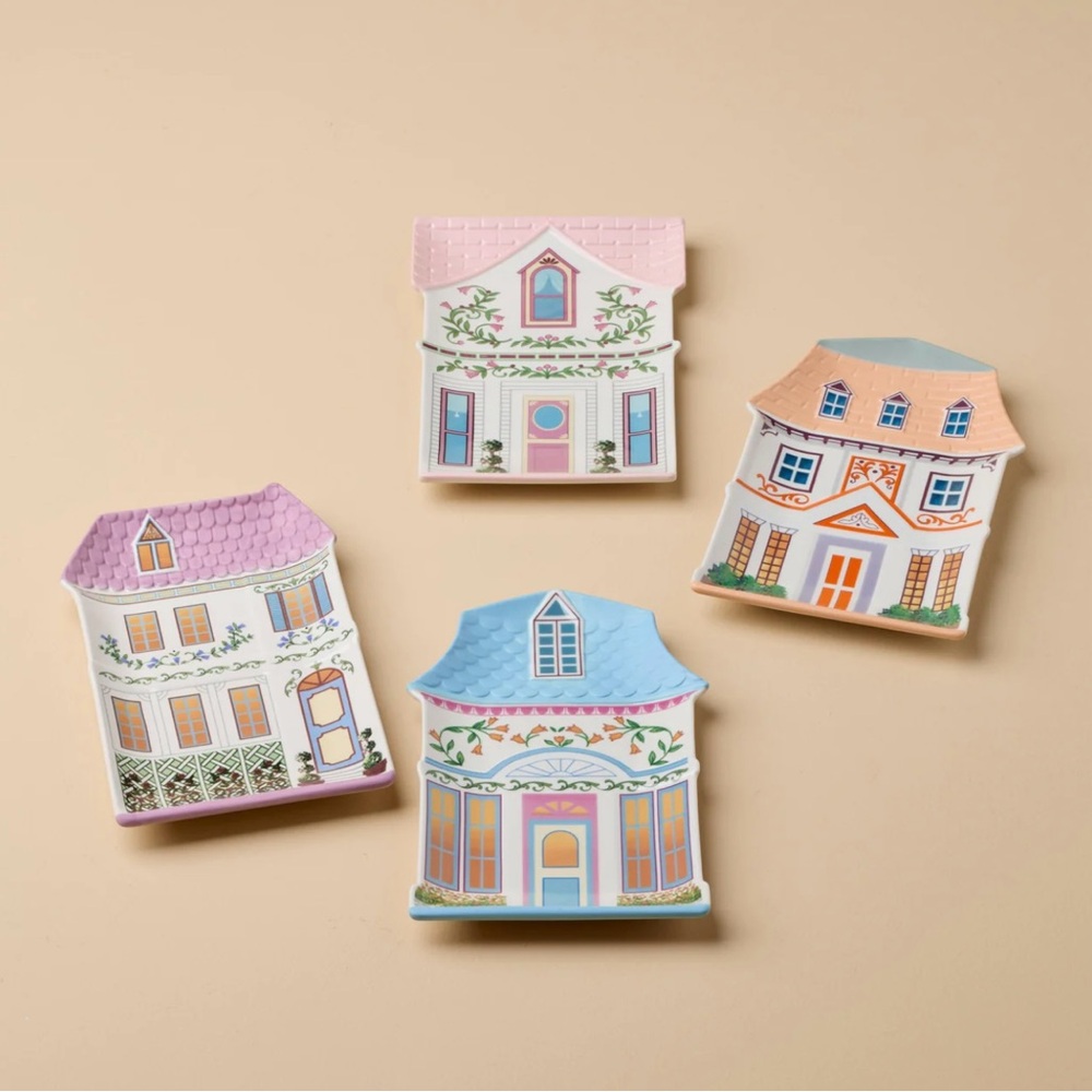 Lenox Village House Accent‎ Plates - Set of 4